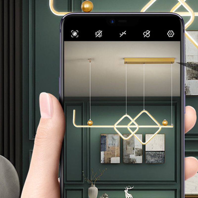 35.5" Wide Linear Island Light Nordic Metal LED Island Pendant for Living Room