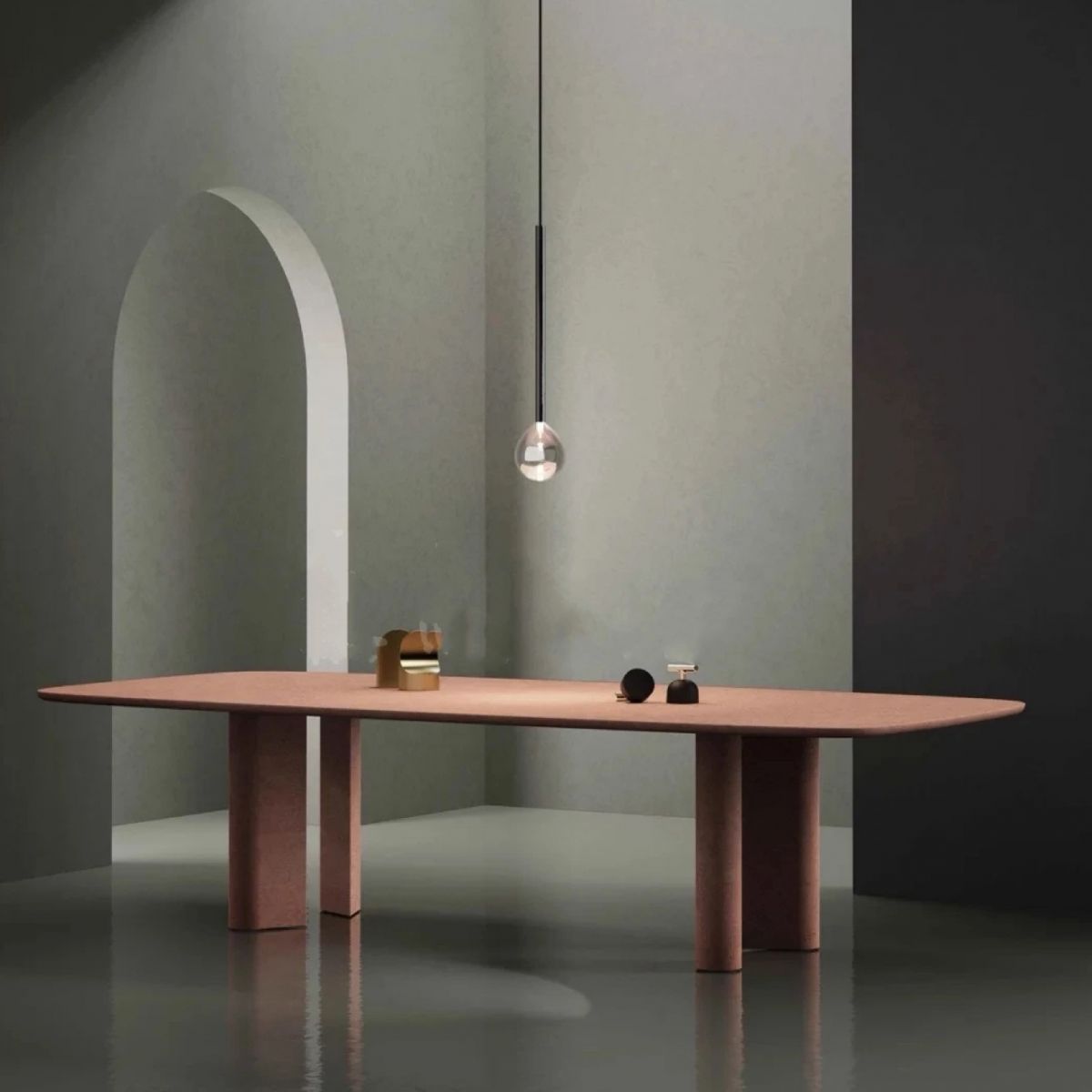Vast hout eigentijdse ovale eettafel vaste houten boventafel voor eetkamer