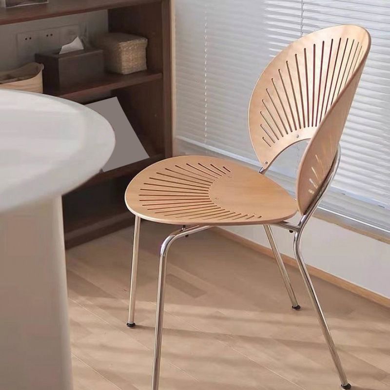 Metal Base Dining Chairs Industrial Style Open Back Armless Chair