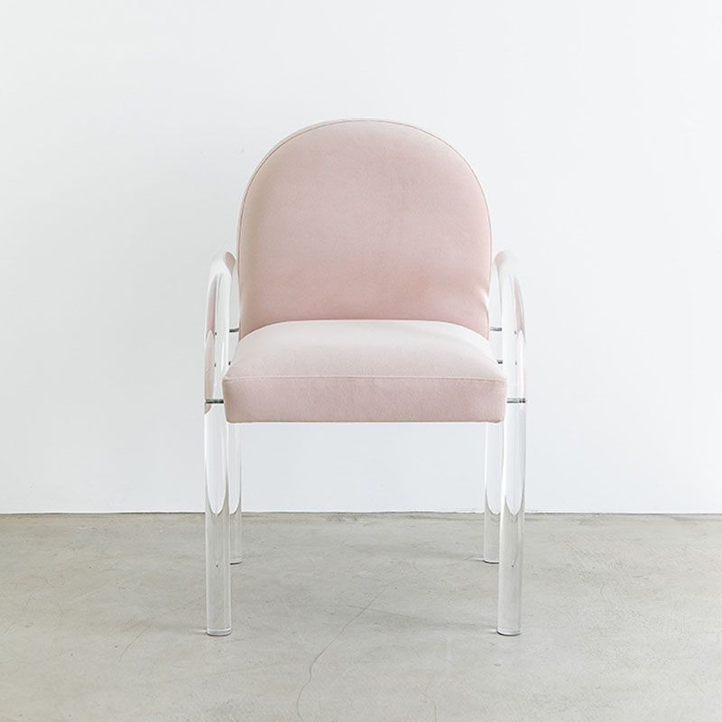 Velvet Matte Finish Dining Chair Designer Style Home Solid Back Arm Chair