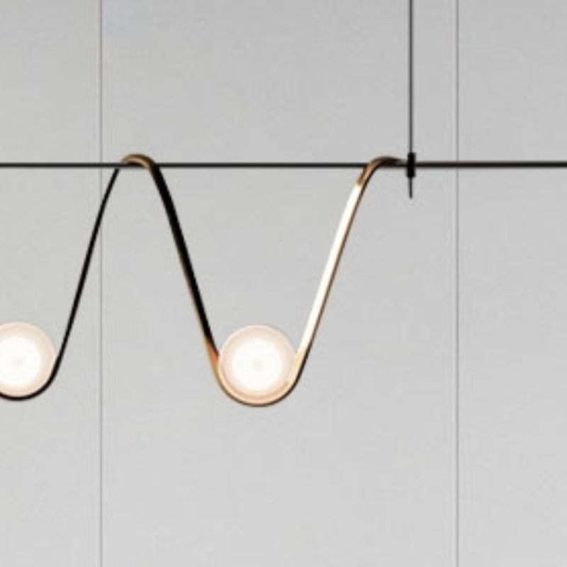 Iron and Glass Ceiling Pendant Lighting Modern Linear Kitchen Island Fixture
