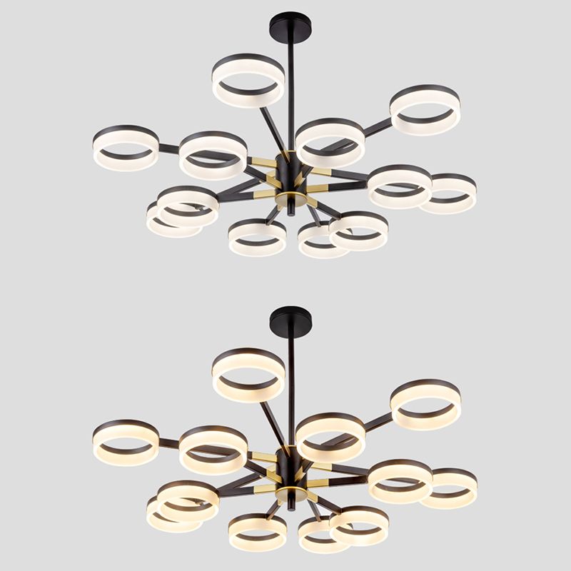 Modern Chandelier Lights Multiple Rings Pendant Lighting Fixtures Metal Chandelier
