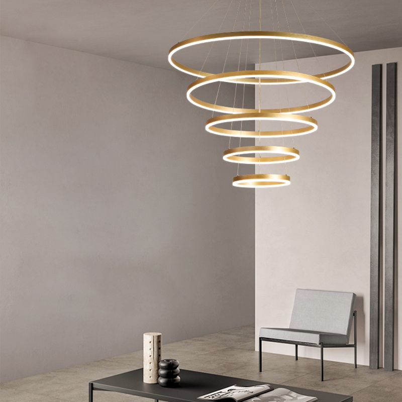 Lampada lampadina a più strati Fissature di illuminazione ad anello moderno con tonalità acrilica bianca