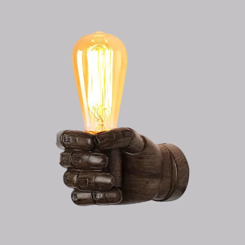 Schwarz/Weiß Bare Lampenleuchte Licht mit Handform Basis Vintage Stil Holz 1 Leichte Restaurant Wandlampe