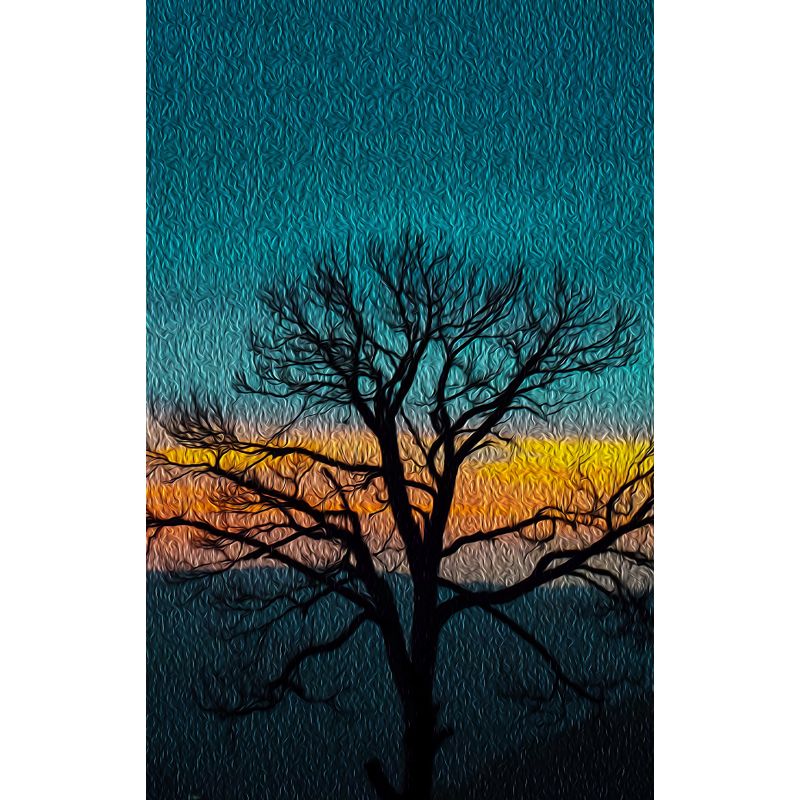 Modern Bare Tree Scenery Mural Decal Blue Waterproofing Wall Covering for Bedroom
