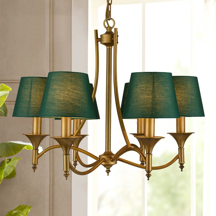 Multi-head hangende verlichtingsarmaturen Amerikaanse stijl vat kroonluchter hanglamp met stofschaduw