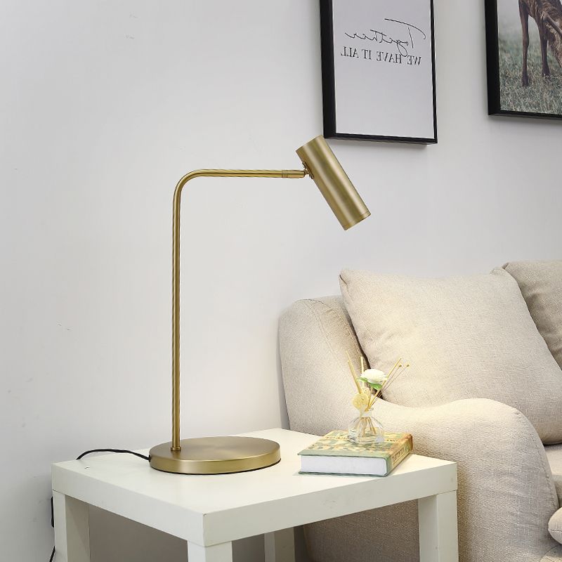 Tube Nightstand Lighting Simplicity Metal LED Gold Night Table Lamp for Living Room