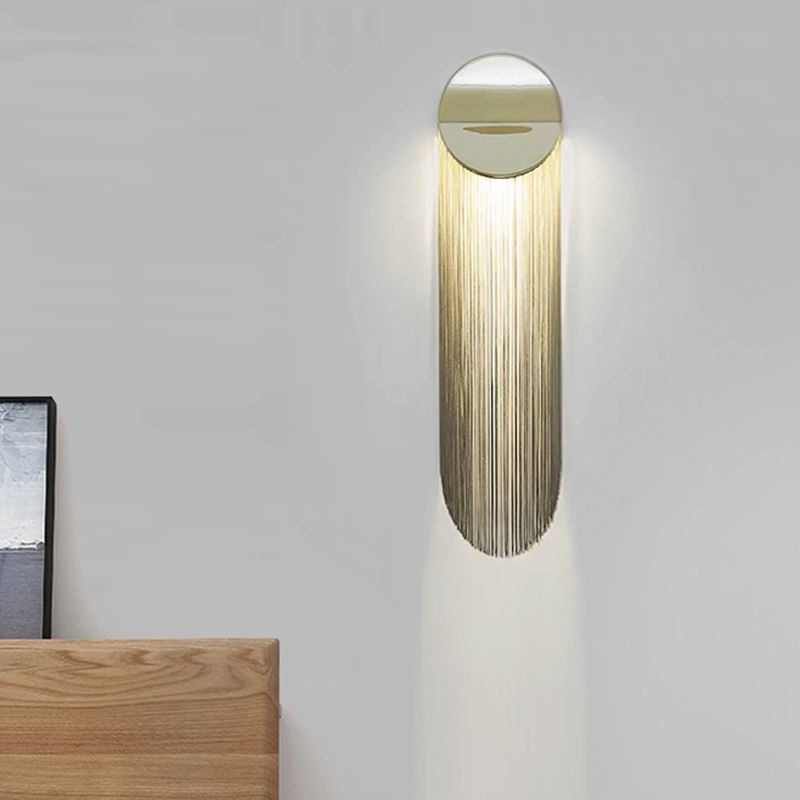 Hanging Chains Wall Light Fixture Nordic Aluminum 2 Heads Gold Wall Mounted Lamp for Bedroom