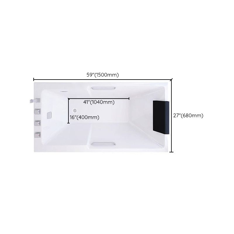 Modern Soaking Acrylic Bathtub Rectangular Drop-in White Bath