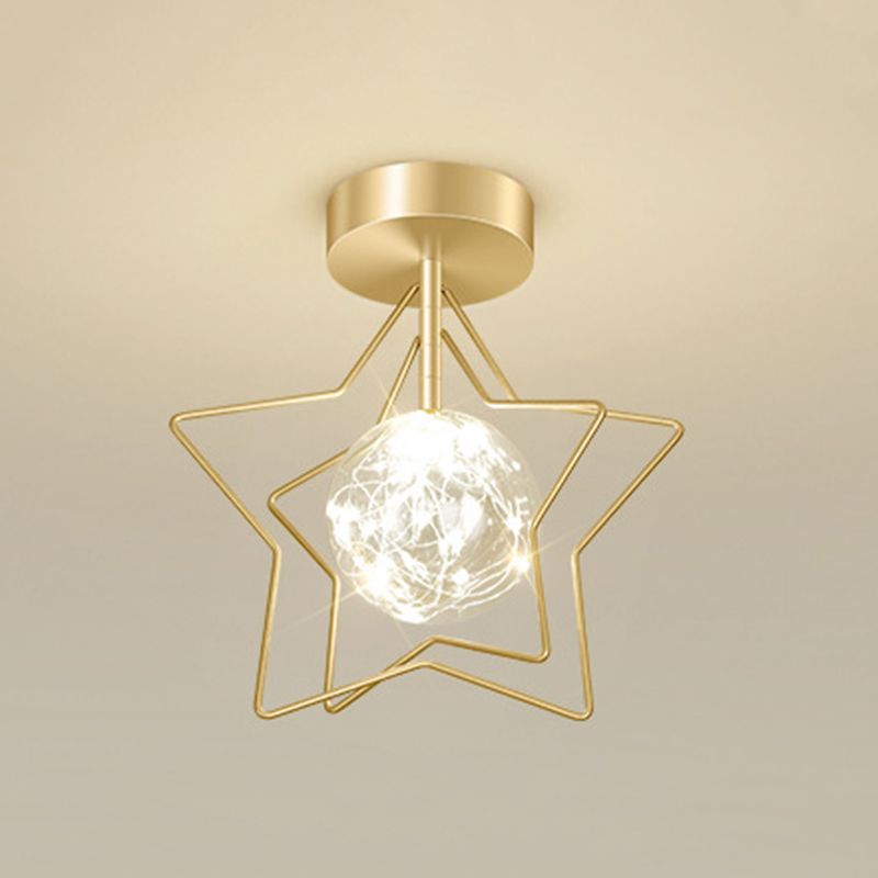 Modern Metal Ceiling Light Globe Golden Flush Mount Lighting for Home