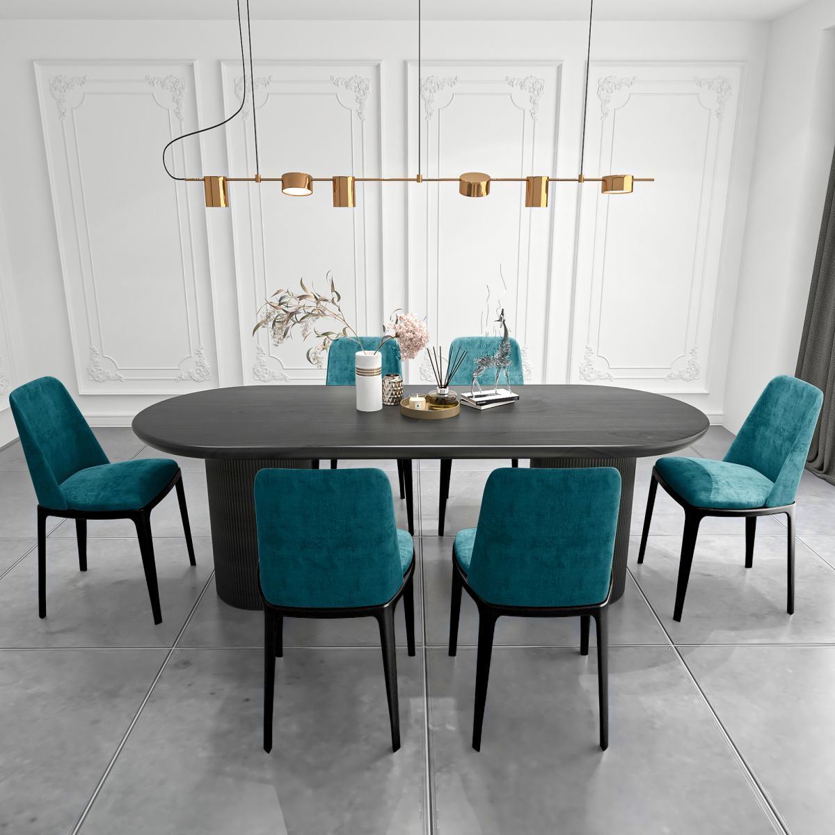 Solid Wood Contemporary Oval Dining Table Wood Top Dining Table for Kitchen