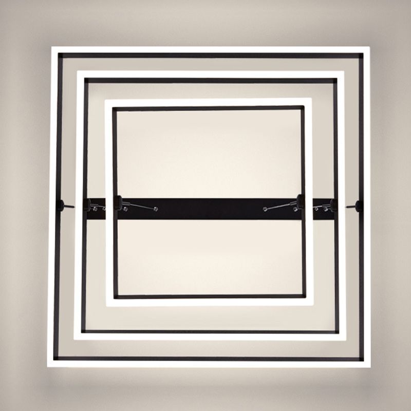 Luce a sospensione nera metallica quadrata al soffitto a led contemporanea per soggiorno