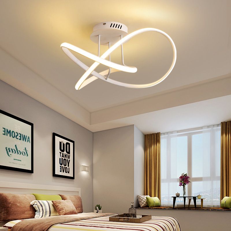 19.5"/23.5" W Twist Ceiling Mounted Fixture Modern Acrylic LED White/Coffee Semi Flush Mount Lighting in Warm/White Light