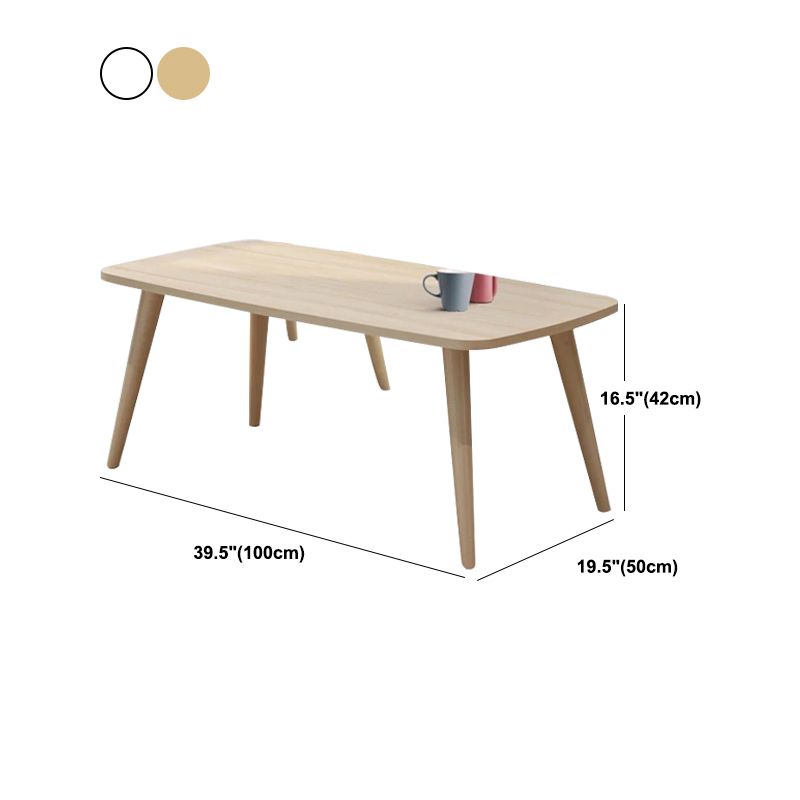 Rectangular Wood 4 Legs 1 Single Coffee Cocktail Table - 16.34" H