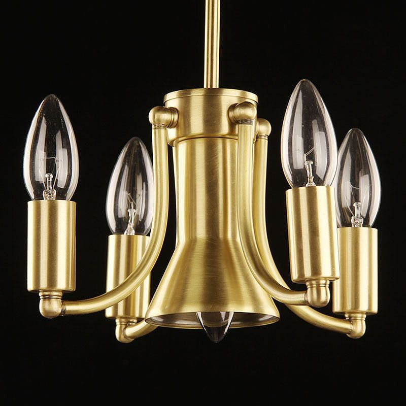 5 bulbes lustre en verre sableux Colonial Colonial Brass Dome Bedroom Pendant Lighting