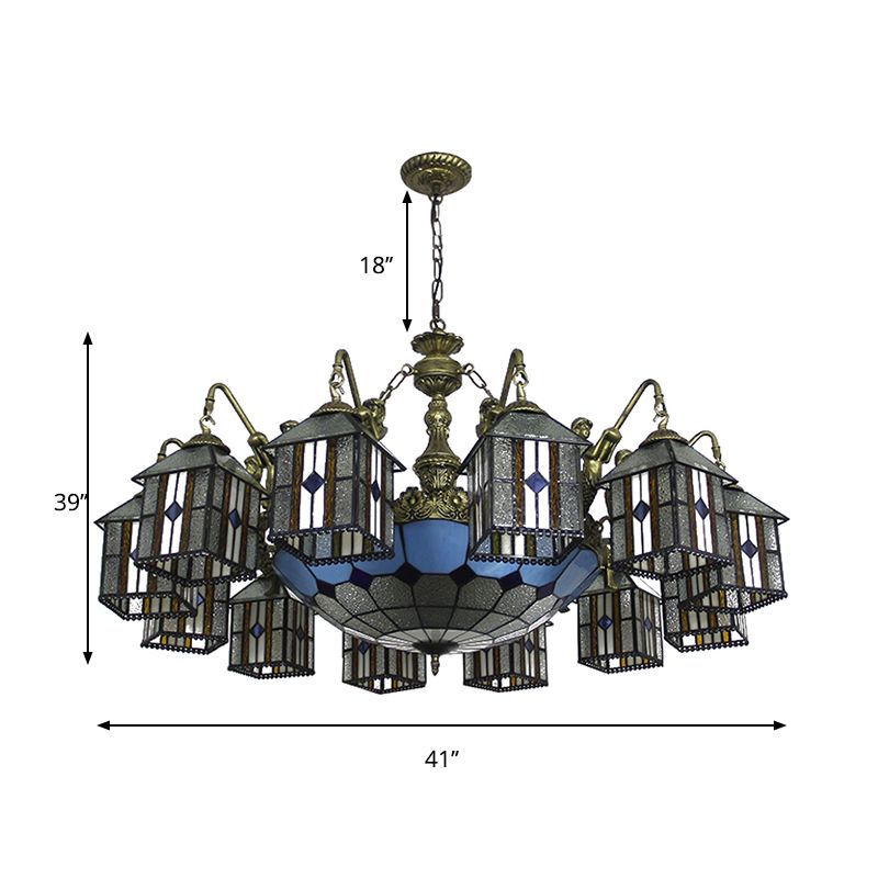 Exquisite Hanging Lodge Chandelier with Mermaid Stained Glass Pendant Light for Hotel