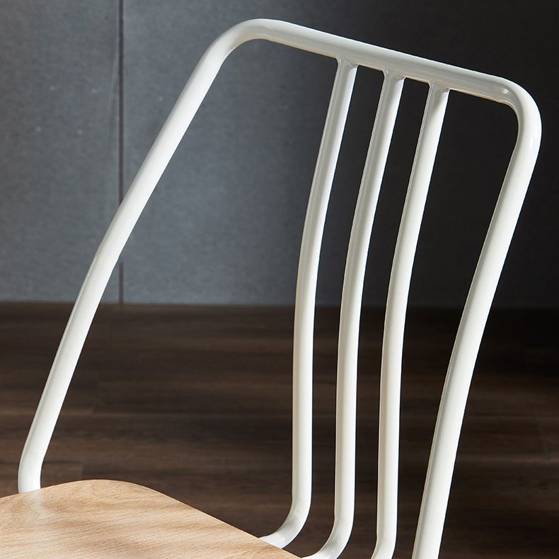 Contemporary Metal Dining Chair Slat Back Side Armless Chair for Kitchen