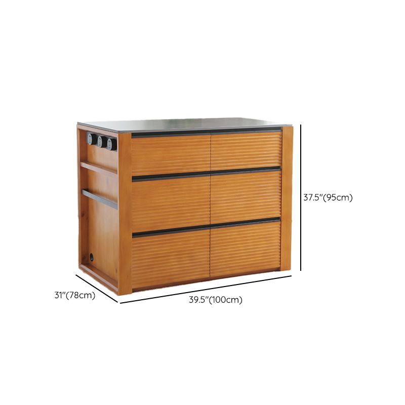 Rectangle Contemporary Kitchen Island Table with Pine Wood Base