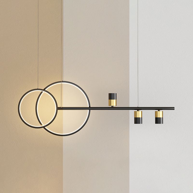 Black and Gold LED Island Pendant Light in Modern Creative Style Wrought Iron Linear Hanging Light with Acrylic Shade