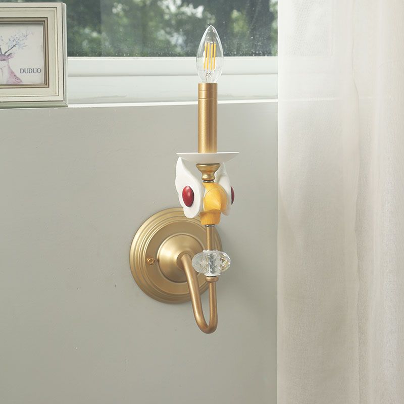 Candelabra metal de pared de pared de montaje para niños con una sola bombilla de oro lámpara de oro para dormitorio