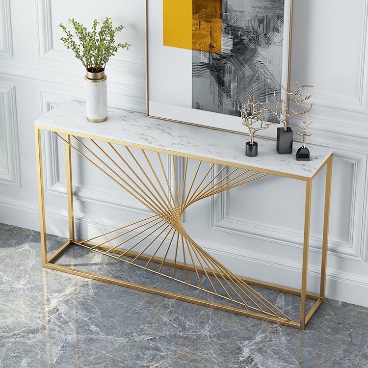 Stone Glam Accent Table 1-shelf 31.5" Tall Console Table for Hall