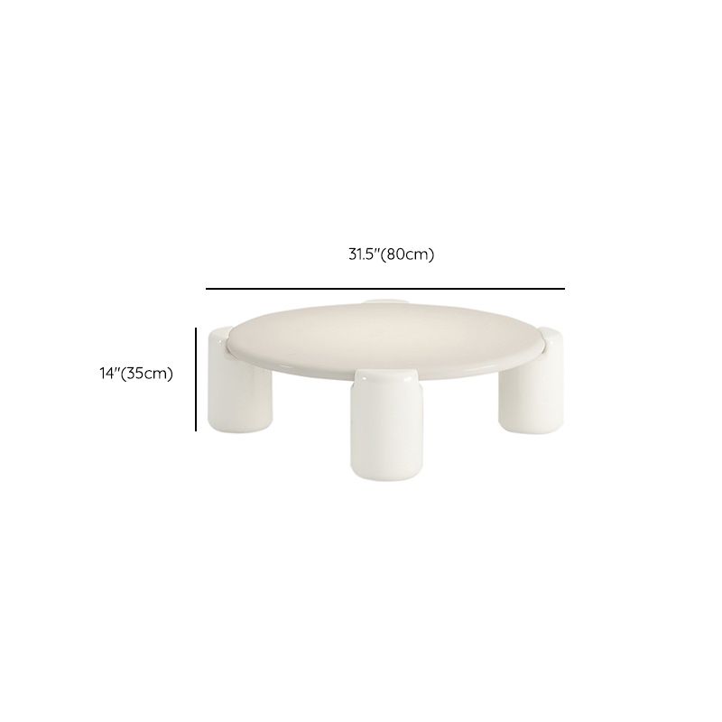 Modern Round Wood Coffee Table with 4 Legs Coffee Table in Cream