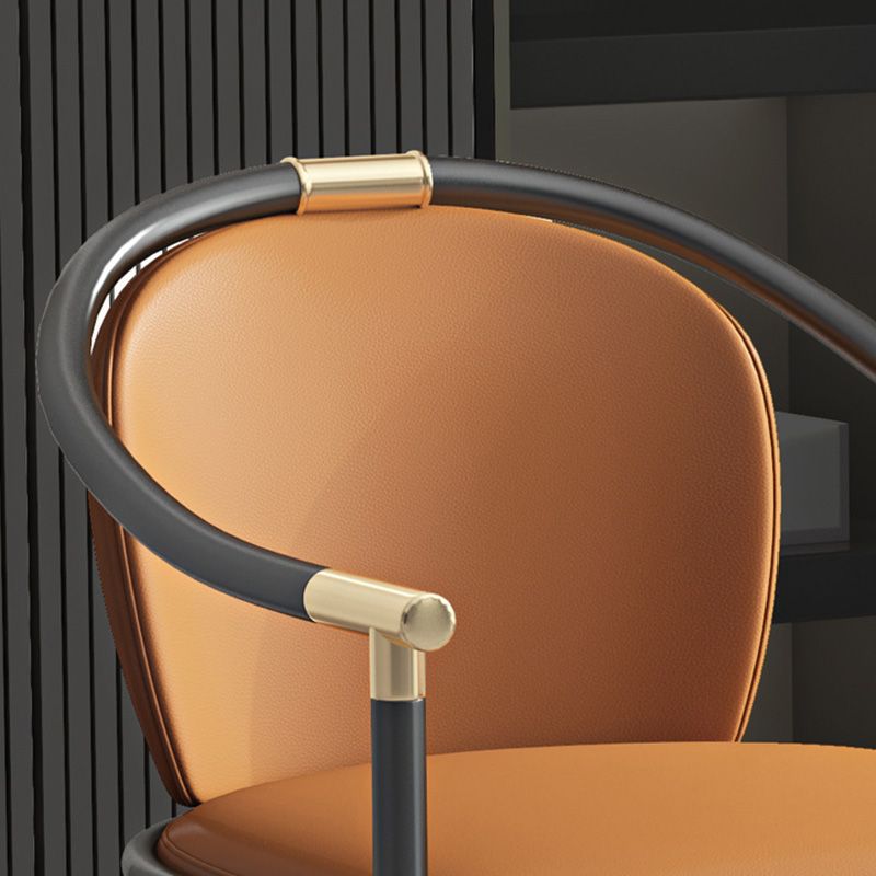 Contemporary Metal Dining Room Chair Arm Upholstered Side Chairs for Home Use