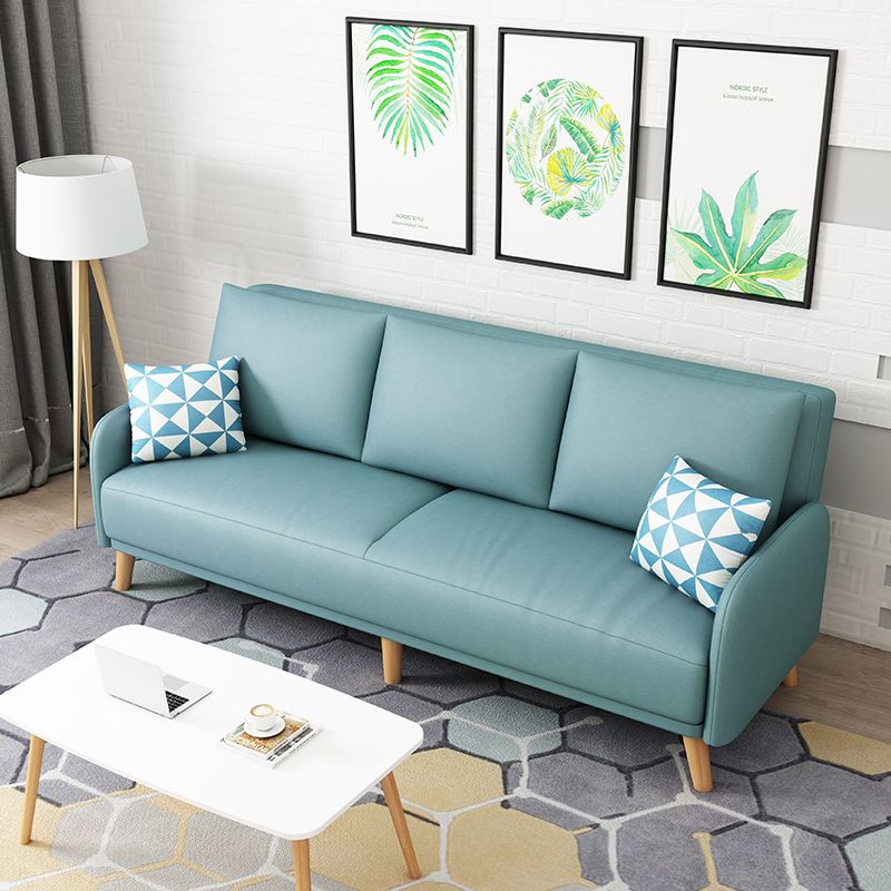Sofa convertible à bras carré de 80 "High en cuir avec oreiller, salon