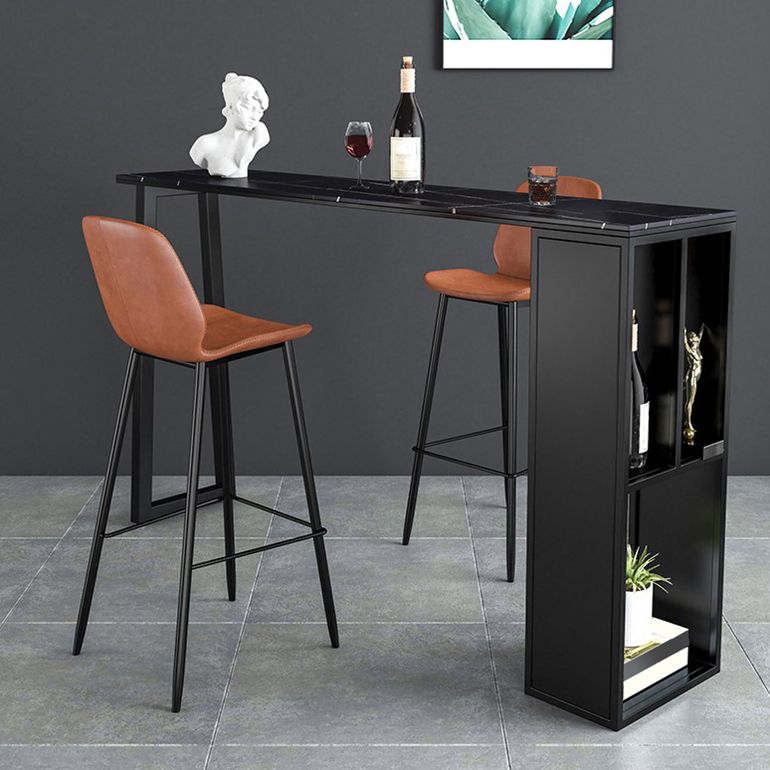 Industrial Metal Bar Stool Faux Leather Indoor Bar Stool with Black Legs