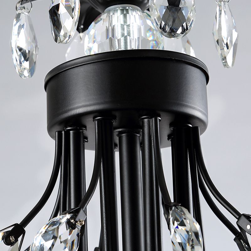 Salon lustre de style européen multi-tête cristallin de lampe suspendue pour chambre à coucher