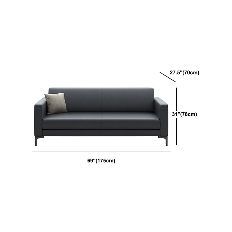 Black Square Arm Sofa Contemporary Standard Sofa for Living Room, 27.55" W