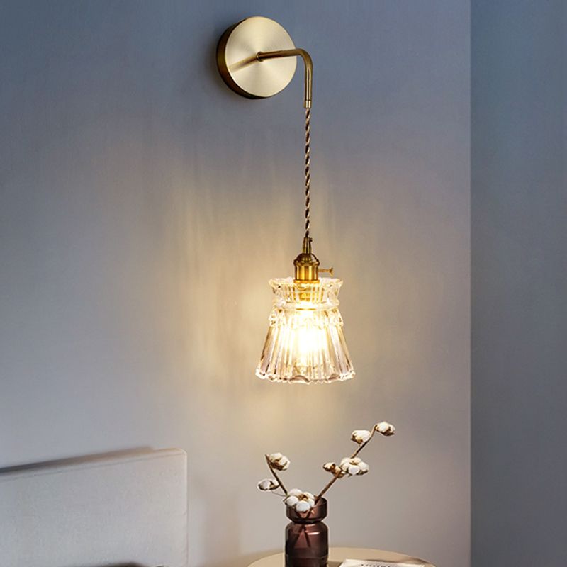 Nordic Style Wall Light Geometry Shape Wall Lamp with Glass Shade for Bedroom