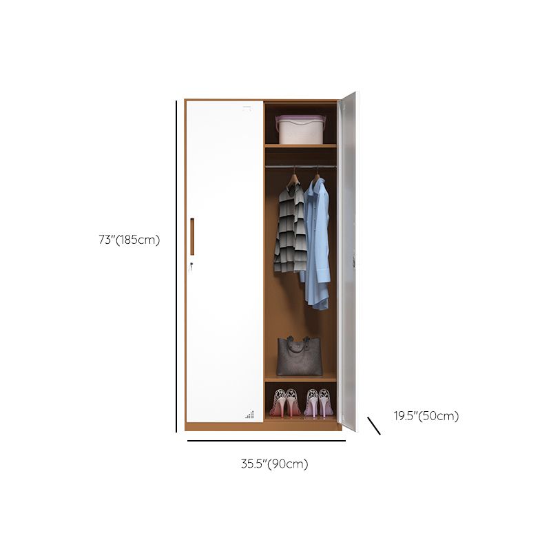 Hinged Wardrobe Armoire with Garment Rod Steel Wardrobe Cabinet