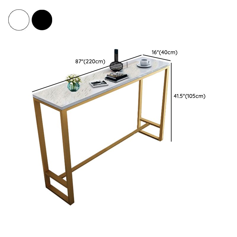 Glam Style Bar Height Table Faux Marble Top Bistro Table with Gold Base