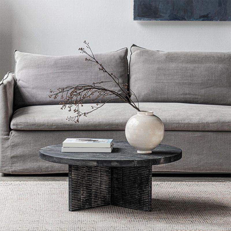 Contemporary Wooden Coffee Table Round Espresso Wood Cocktail Table