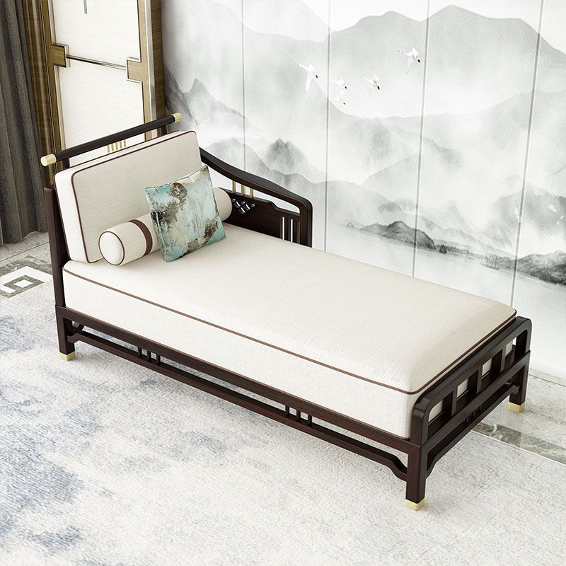 Traditional Style Cotton Chaise Lounge Bedroom Recessed Arms Chaise