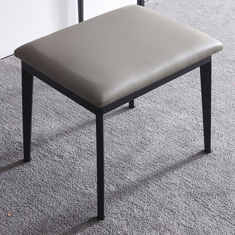 Modern Gray Vanity Mirrored Wood Makeup Dressing Table Stool Set