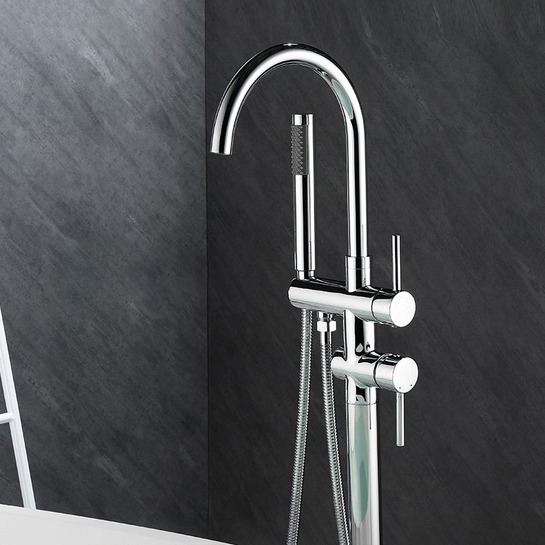 Floor Mounted Freestanding Bathtub Faucet Modern Style Metal Freestanding Faucet