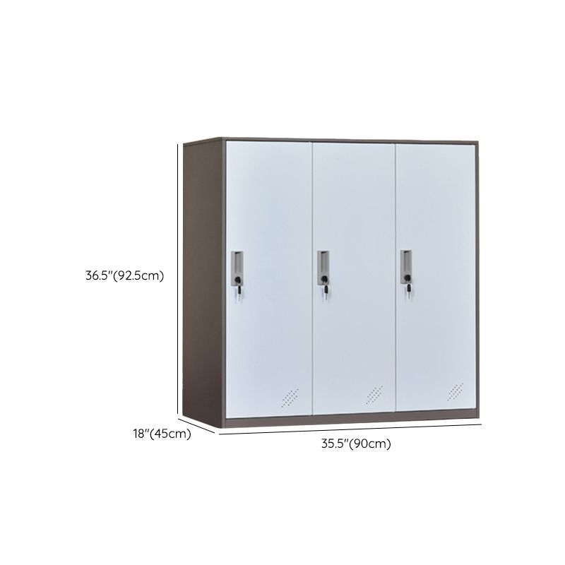 Contemporary Non-Hanging Armoire with Hinged Doors White and Brown Metal Storage Cabinet