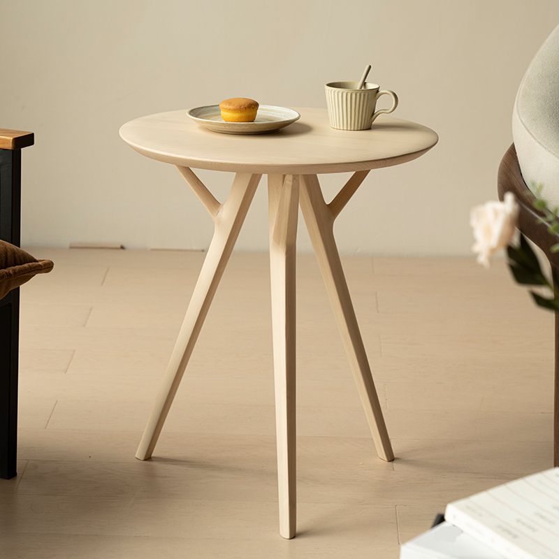 Maple Wood Side Table Modern Outdoor Round Patio Table in Natural