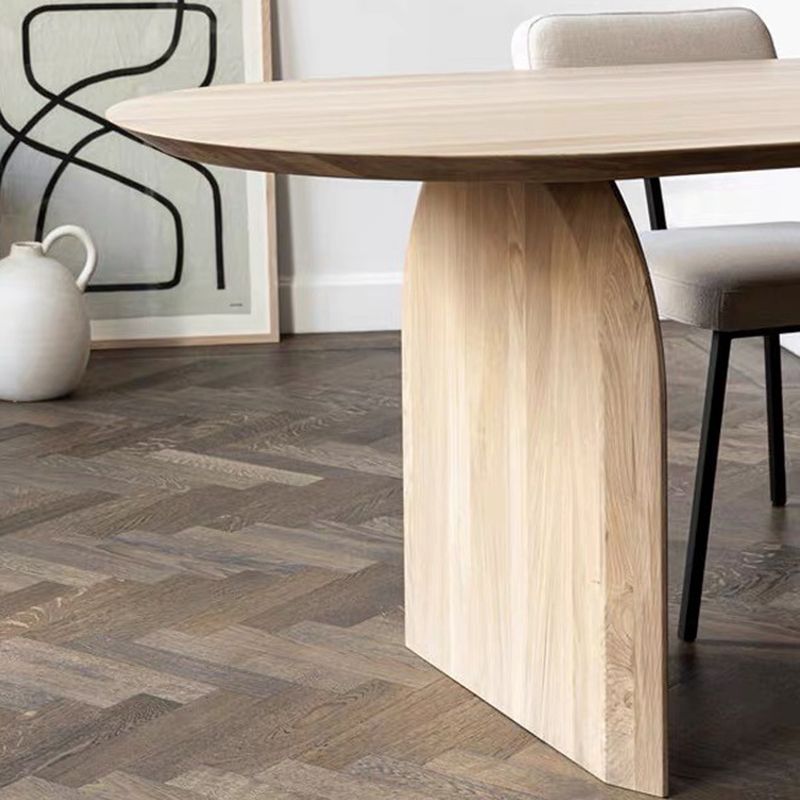 Modern Natural Oval Dining Room Table Pine Solid Wood Double Pedestal Table