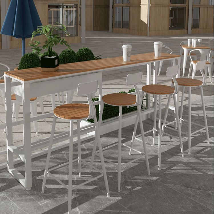 Industrial Artificial Wood Bar Table Set 1/5 Pieces Counter Table with White Stools