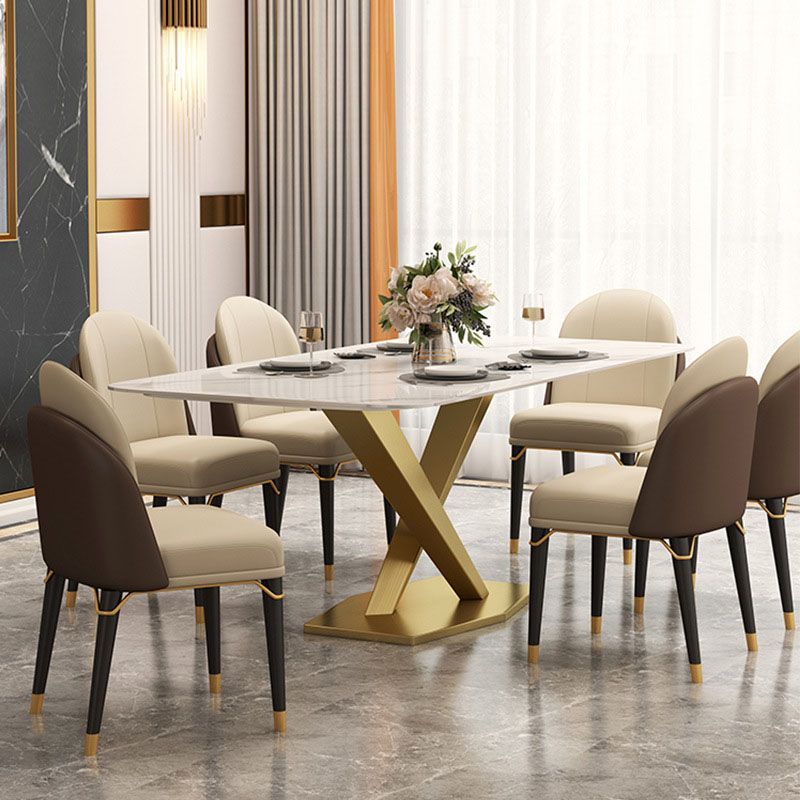 Luxury Dining Room Dinner Table Stone Rectangle Pedestal Dining Table