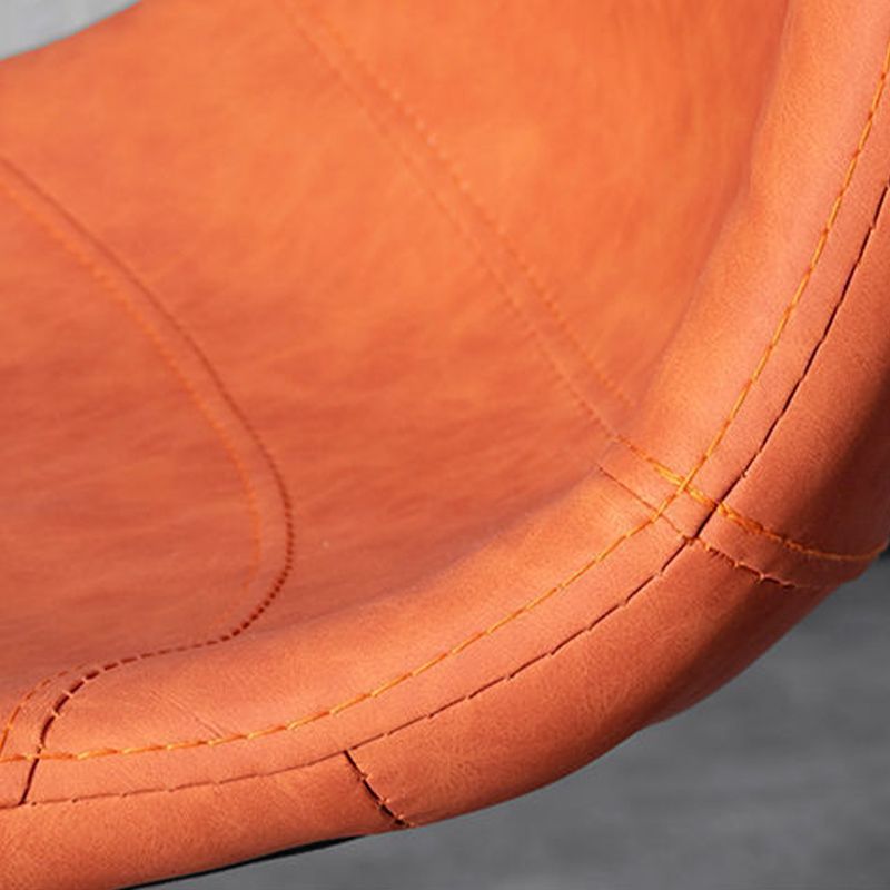 Scandinavian Metal Barstool Adjustable Low Back Faux Leather Barstools in Matte Finish