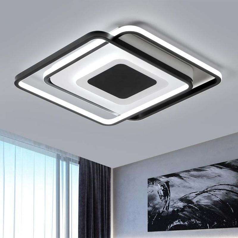 Black Overlapping Flush Light Minimalism LED Metallic Flush Mount Fixture, 18"/21.5" Width