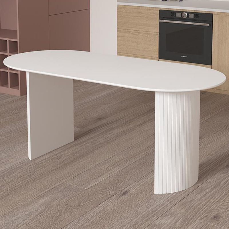 Solid Wood White Dining Table Simplicity Double Pedestal Table for Dining Room