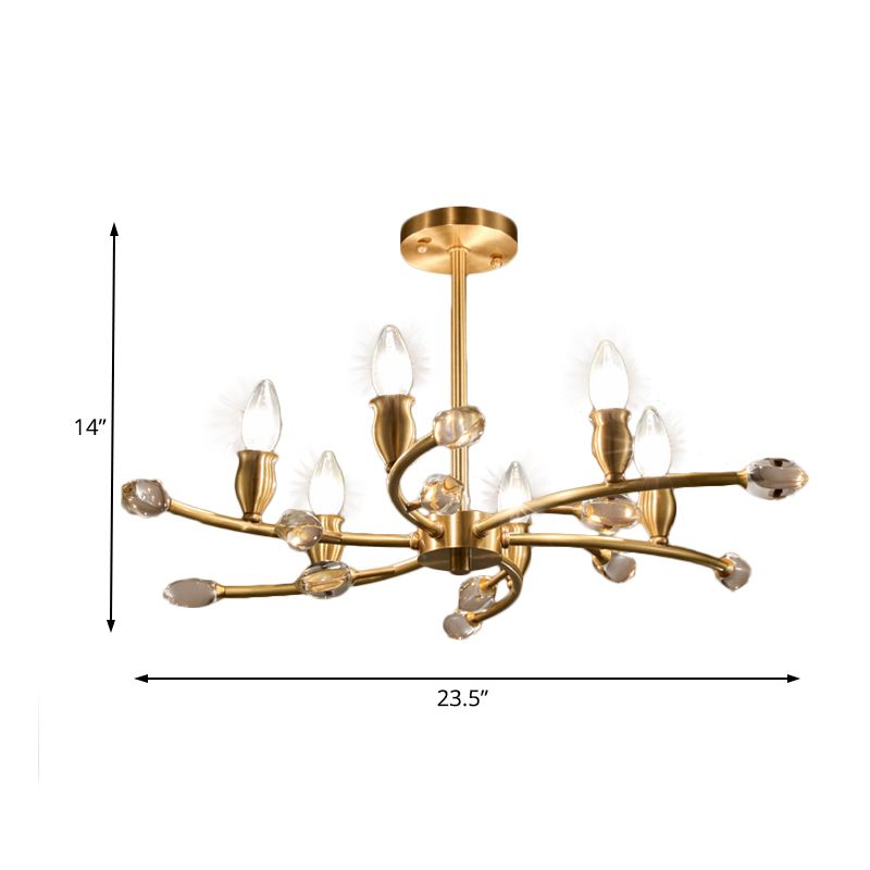 Gold Exposed Bulb Pendant Lighting Rustic Metal 6 Lights Bedroom Room Chandelier Hanging Light Fixture