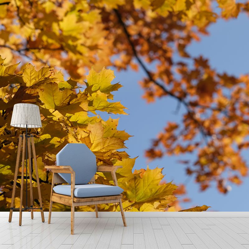 Nature Tree Leaf Mural Modern Living Room Wall Covering, Mildew Resistant