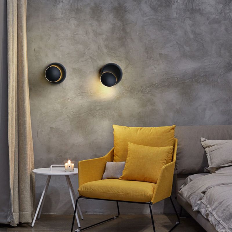 Bedroom Nordic Sconce Light Fixtures Circular LED Rotatable Wall Mounted Lighting