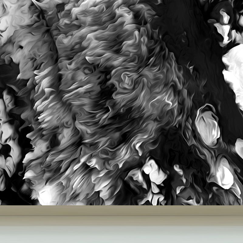Blossoming Close-Up Wallpaper Mural Black and White Modern Wall Art for Girls Room